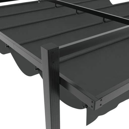 Antracitszürke alumínium kerti pavilon behúzható tetővel 3x3 m