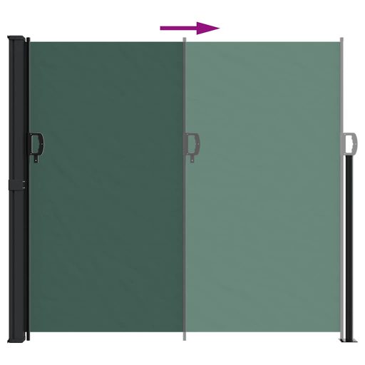 Sötétzöld behúzható oldalsó napellenző 180 x 500 cm