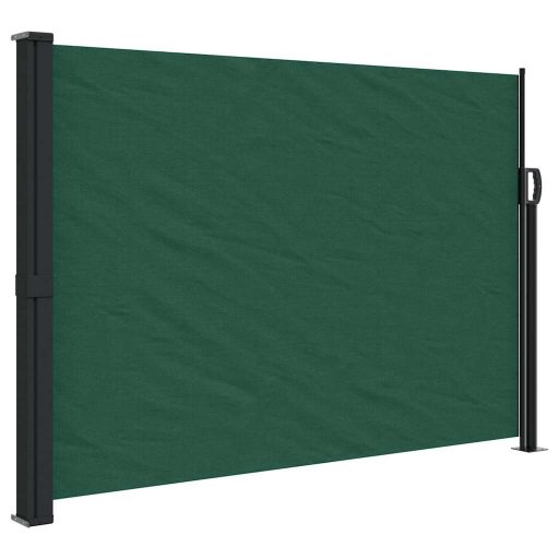 Sötétzöld behúzható oldalsó napellenző 140 x 600 cm