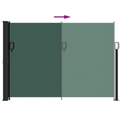 Sötétzöld behúzható oldalsó napellenző 140 x 600 cm