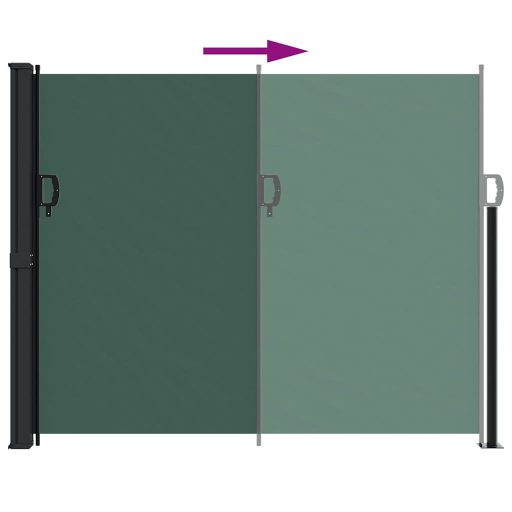 Sötétzöld behúzható oldalsó napellenző 160 x 600 cm