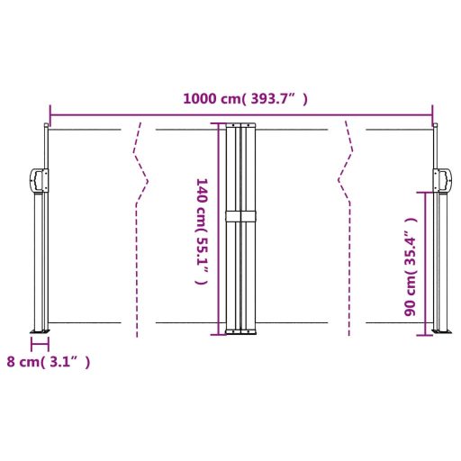 Terrakotta behúzható oldalsó napellenző 140 x 1000 cm