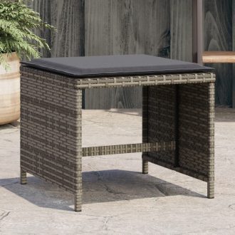   4 db szürke polyrattan kerti szék párnával 40 x 40 x 35 cm