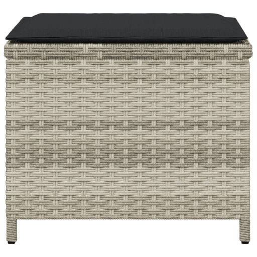 4db világosszürke polyrattan kerti szék párnával 40x40x35 cm
