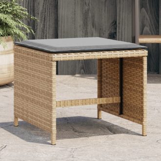   4 db vegyes bézs polyrattan kerti szék párnával 40x40x35 cm