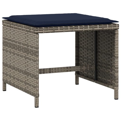 4 db szürke polyrattan kerti szék párnával 40 x 40 x 35 cm