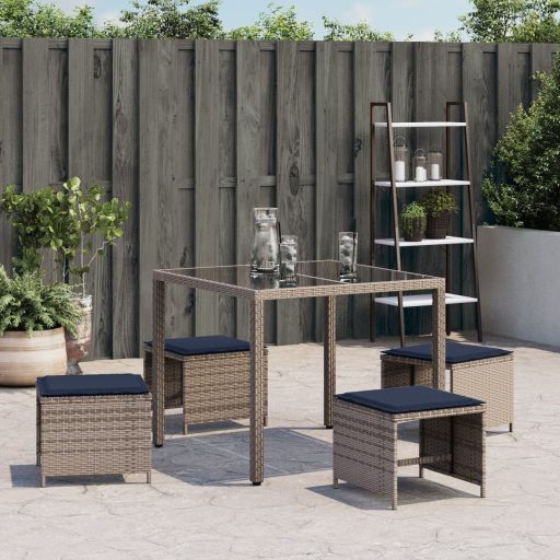 4 db szürke polyrattan kerti szék párnával 40 x 40 x 35 cm