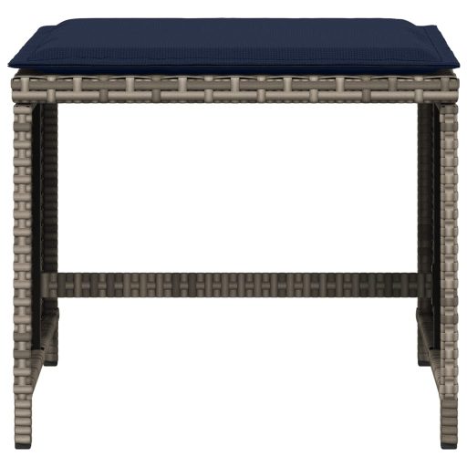4 db szürke polyrattan kerti szék párnával 40 x 40 x 35 cm
