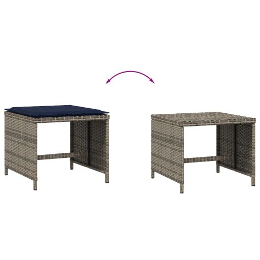 4 db szürke polyrattan kerti szék párnával 40 x 40 x 35 cm