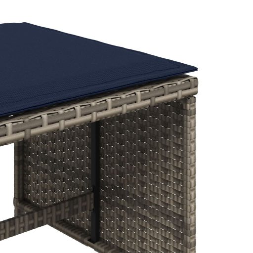4 db szürke polyrattan kerti szék párnával 40 x 40 x 35 cm