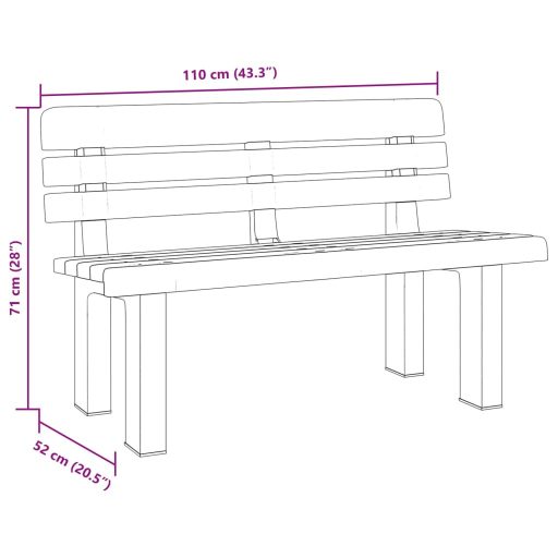Antracitszürke polipropilén kerti pad 110 x 52 x 71 cm