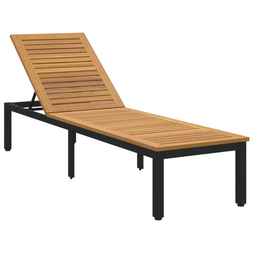 Napsütéses nyugágy Fekete 200x55x35 cm Tömör akácfa
