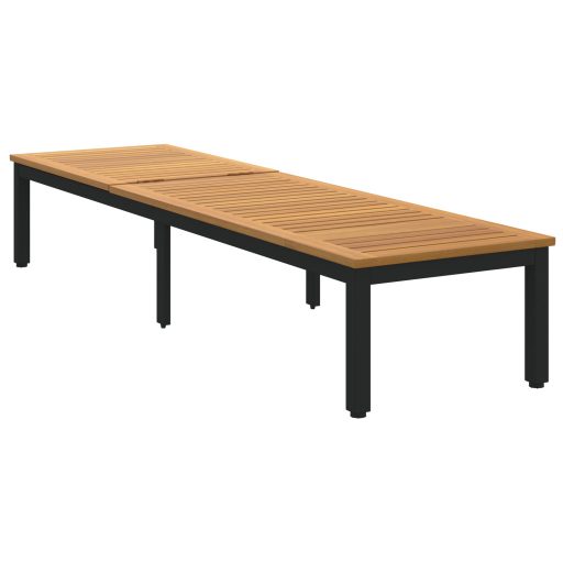 Napsütéses nyugágy Fekete 200x55x35 cm Tömör akácfa