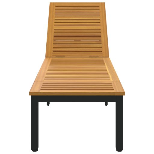 Napsütéses nyugágy Fekete 200x55x35 cm Tömör akácfa