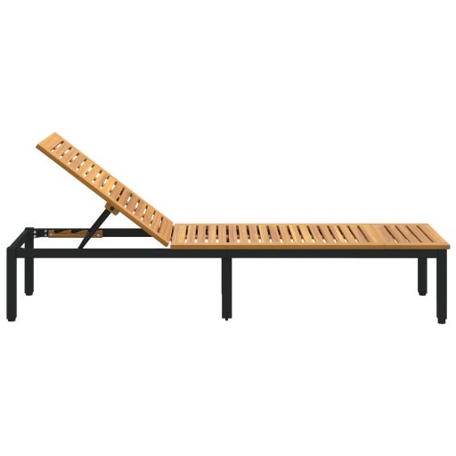 Napsütéses nyugágy Fekete 200x55x35 cm Tömör akácfa