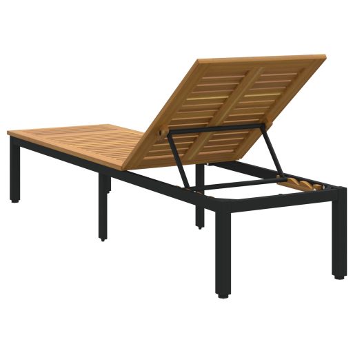 Napsütéses nyugágy Fekete 200x55x35 cm Tömör akácfa