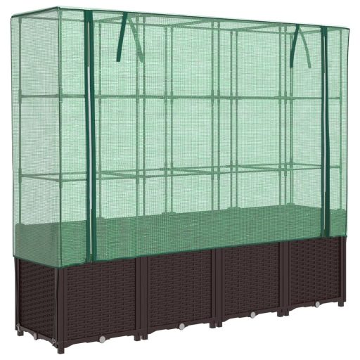 Rattan megjelenésű magaságyás melegháztakaróval 160x40x153 cm