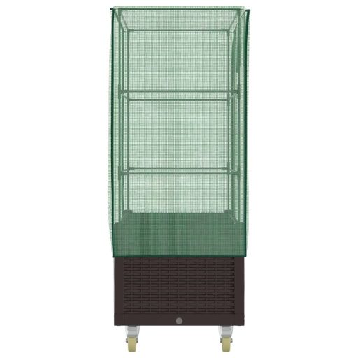 Rattan megjelenésű magaságyás borítással/kerékkel 80x50x182 cm
