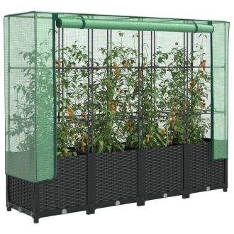   Rattan megjelenésű magaságyás melegháztakaróval 160x40x138 cm