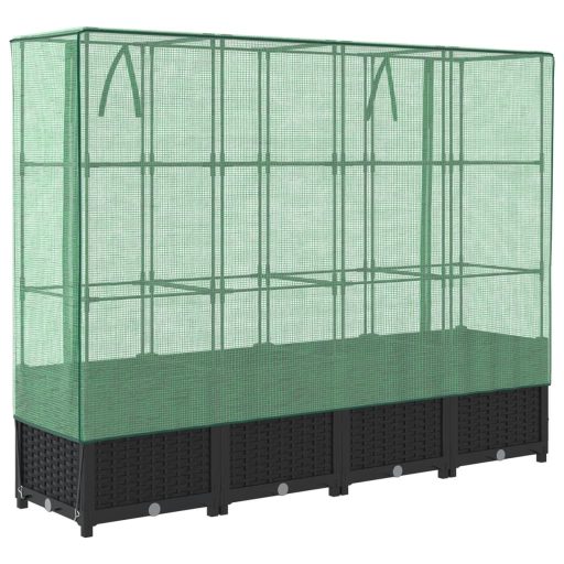 Rattan megjelenésű magaságyás melegháztakaróval 160x40x138 cm
