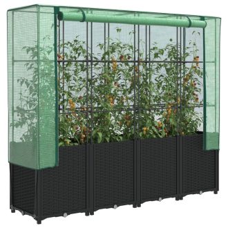   Rattan megjelenésű magaságyás melegháztakaróval 160x40x153 cm