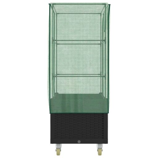Rattan megjelenésű magaságyás borítással/kerékkel 80x50x182 cm