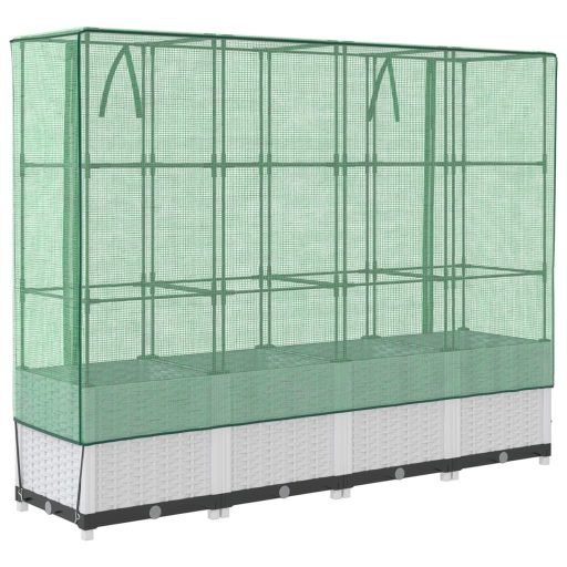 Rattan megjelenésű magaságyás melegháztakaróval 160x40x138 cm