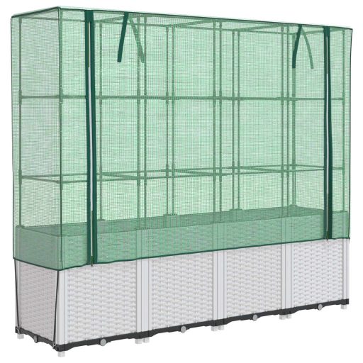 Rattan megjelenésű magaságyás melegháztakaróval 160x40x153 cm