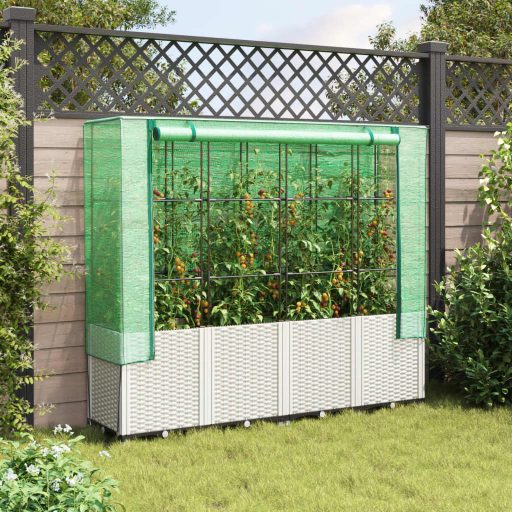 Rattan megjelenésű magaságyás melegháztakaróval 160x40x153 cm