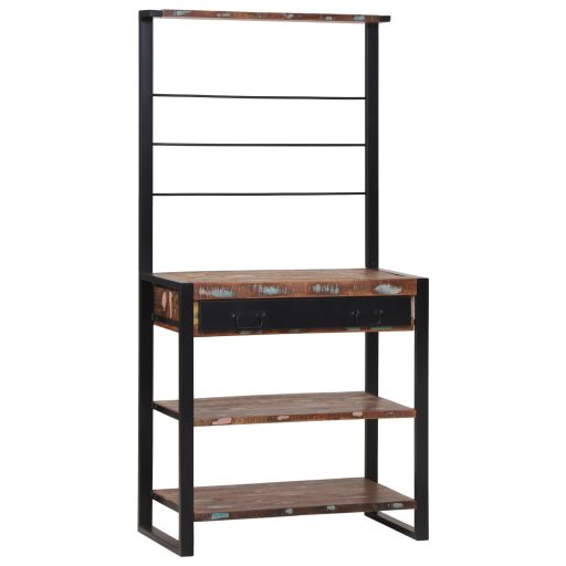 Konyhai Polc Többszínű 80x40x160 cm Szilárd Fa Újrahasznosított