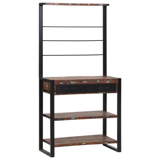 Konyhai Polc Többszínű 80x40x160 cm Szilárd Fa Újrahasznosított