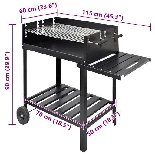 Grill állvány faszén Grillező 2 Kerekekkel