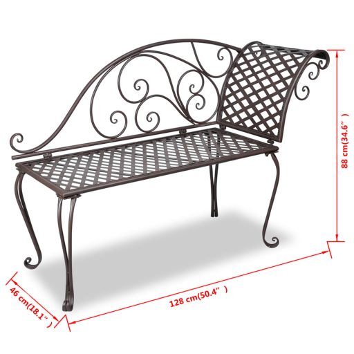 Barna antik acél kerti pad 128 cm