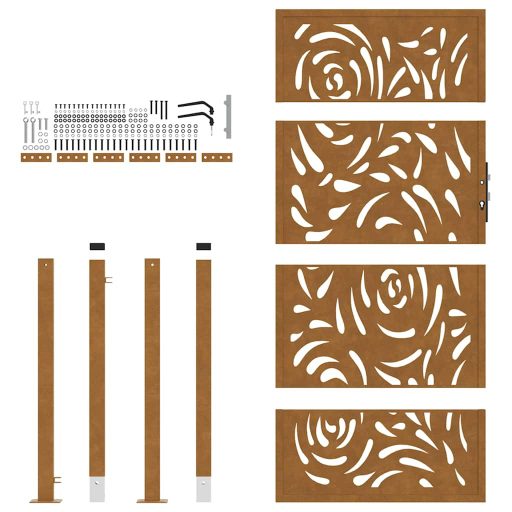 Kerti kapu 105x180 cm Időjárásálló acél lángos Design