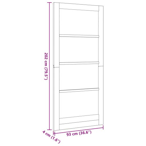 Belső Ráccsal Ellátott Ajtó "ORKDAL" 93x202x4 cm Szilárd Fenyőfából