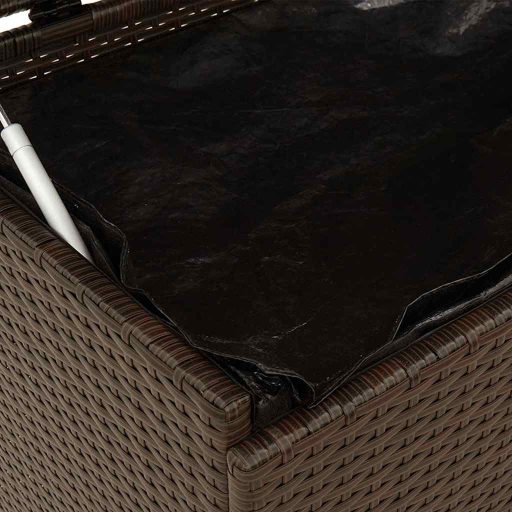 Barna polyrattan kerti tárolóláda kerekekkel 160x55x75 cm