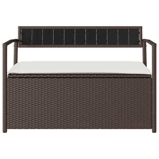 Barna polyrattan kerti tárolópad párnával