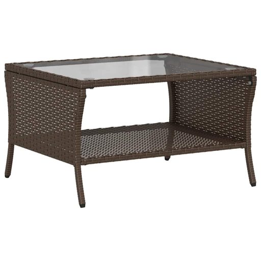 2 személyes barna polyrattan kerti kanapé asztallal&párnával