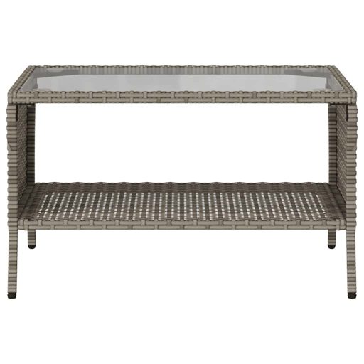 2 személyes szürke polyrattan kerti kanapé asztallal&párnával