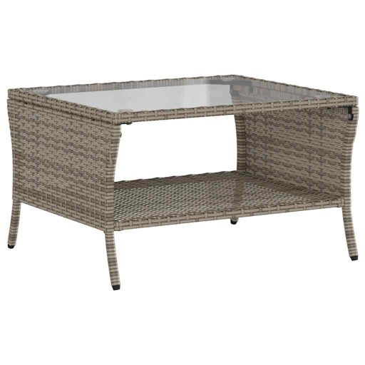 2 személyes szürke polyrattan kerti kanapé asztallal&párnával