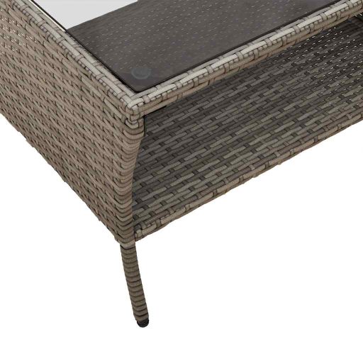 2 személyes szürke polyrattan kerti kanapé asztallal&párnával