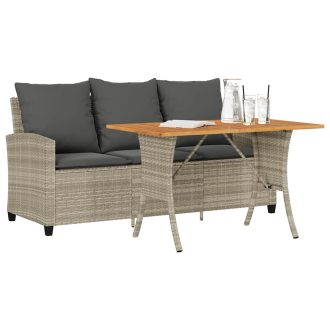   3 személyes szürke polyrattan kerti kanapé asztallal&párnával