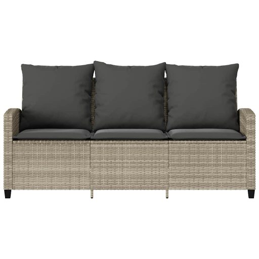 3 személyes szürke polyrattan kerti kanapé asztallal&párnával