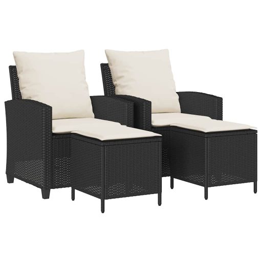 4 részes fekete polyrattan kerti ülőgarnitúra párnákkal