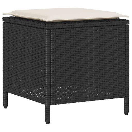 4 részes fekete polyrattan kerti ülőgarnitúra párnákkal