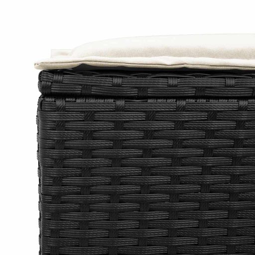4 részes fekete polyrattan kerti ülőgarnitúra párnákkal
