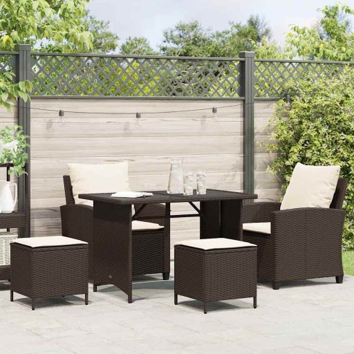 4 részes barna polyrattan kerti ülőgarnitúra párnákkal