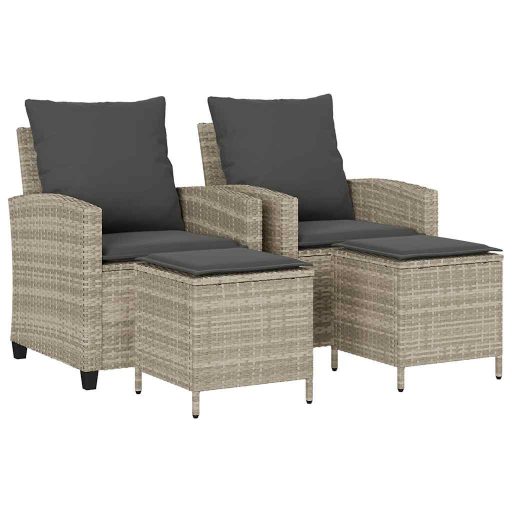 4 részes világosszürke polyrattan kerti ülőgarnitúra párnákkal