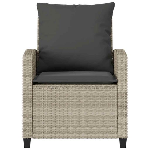 4 részes világosszürke polyrattan kerti ülőgarnitúra párnákkal
