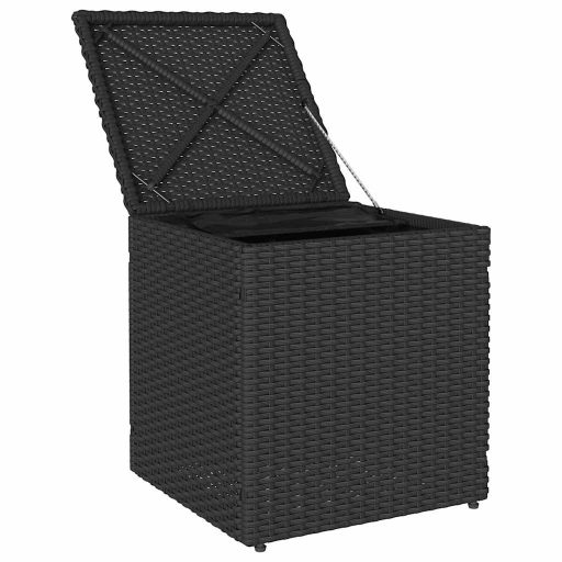Kerti székek párnákkal 2 db fekete 40x40x43 cm polirattan